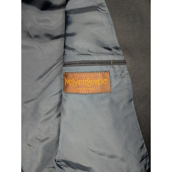 Vintage Yves Saint Laurent Mens Blazer Suit Jacket Sports Coat 40 Reg Black YSL - Picture 6 of 7